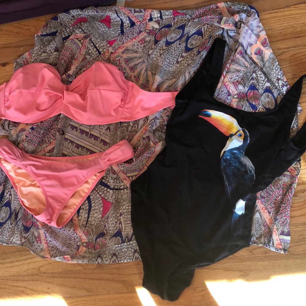 2 bathing suits plus cover-up bundle